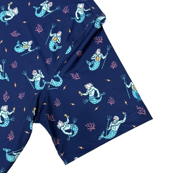 Chubbies Golf Polo Men's Medium The Triton Of The Sea Performance Polo Blue NEW - Picture 9 of 12